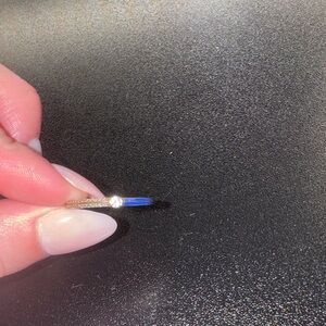 Pandora Gold Ring with Blue Enamel and Clear Stone